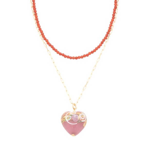 MILOR SILVER Made In Italy Sterling Silver Gemstone Murano Heart Necklace - Picture 1 of 3